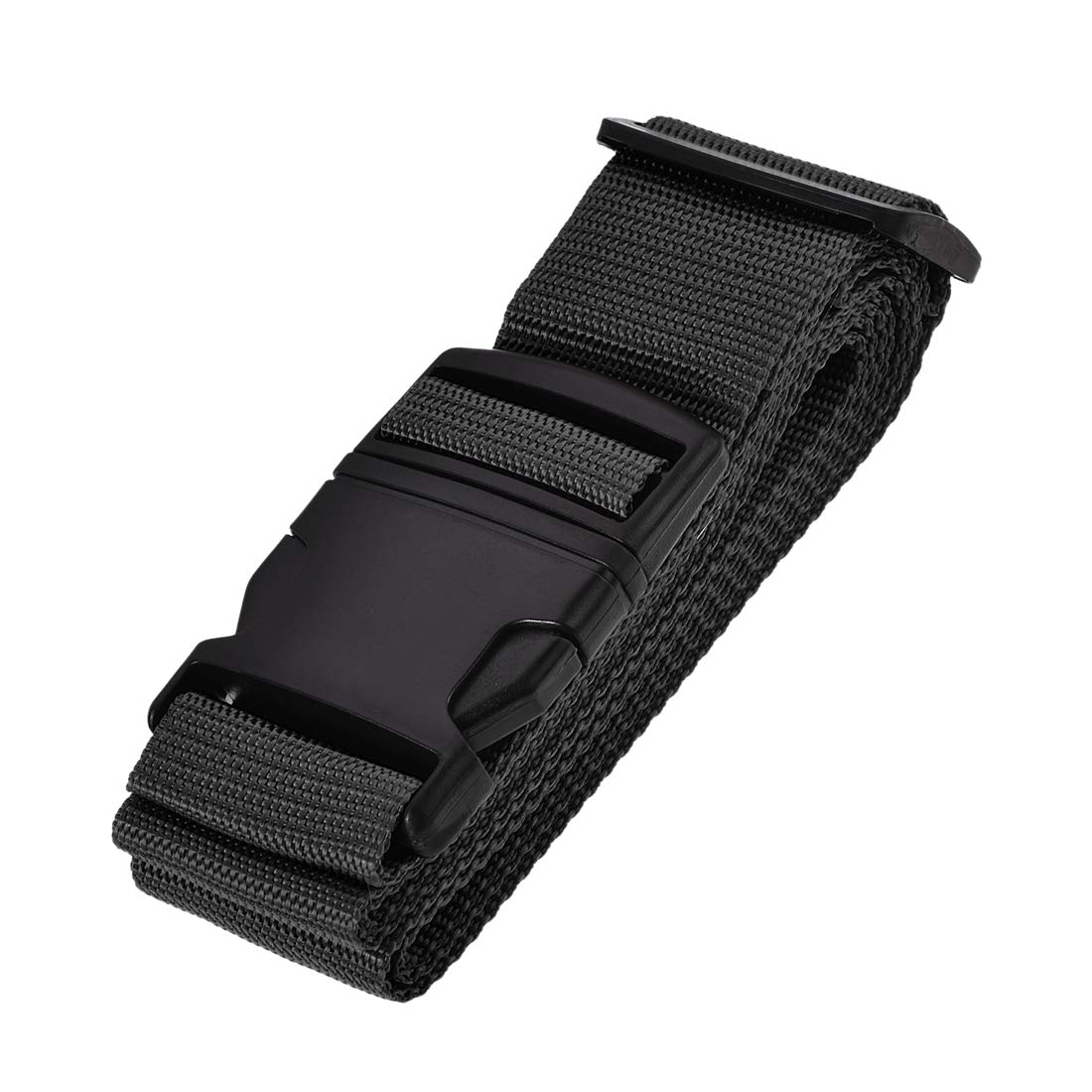 sourcing map Luggage Strap Suitcase Belt with Buckle Label, 2Mx5cm Adjustable PP Travel Bag Packing Accessory, Black