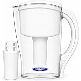 Crystal Quest Water Filter Pitcher- 12-Cup Capacity, Includes 1 Long-Life Filter, BPA Free, Meets NSF Standard 42 - Filters up to 2,000 Gallons &ndash; Alkalizing/White