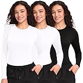 COZYFIT 3 Pack Scrub Undershirts Long Sleeve Women - Underscrub Comfort Tee