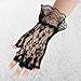 Skeleteen Fingerless Lace Black Gloves - Ladies and Girls Ruffled Lace Finger Free Bridal Wrist Gloves