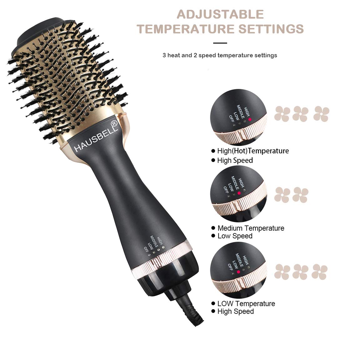 HAUSBELL Hair Dryer Brush, Hot Air Brush, Multifunctional Hair Dryer and Volumizer, Negative Ions Blow Dry Brush for Hair Dryer, Straightener, Curler and Styler, Brush Hair Dryers, Blow Dryer Brush : Beauty