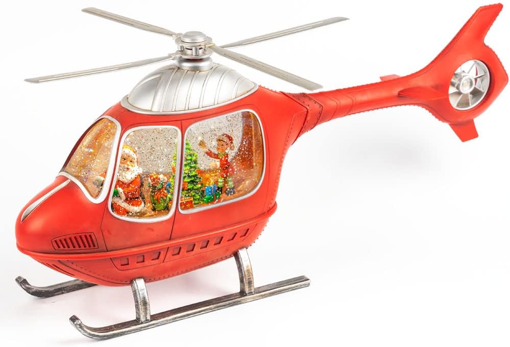 Snow Globes - Christmas Snowball Lights, Santa Claus, Snowball Lights with Timer Music, Home Interior Decorations, for Family and Friends -(Silver Propeller Plane)