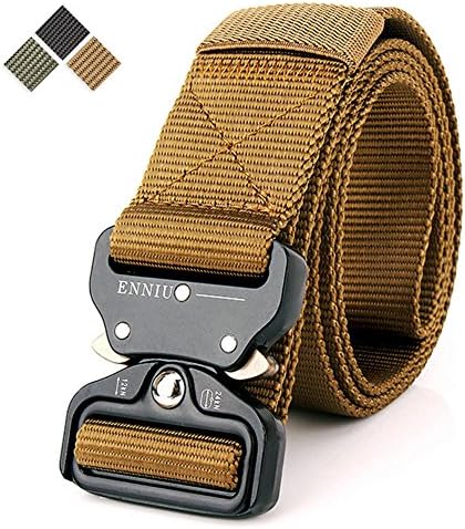 FIEKCOR Tactical belt Men's Heavy Duty Belt Men Military 1.5'' Webbing Belt Quick-Release Riggers nylon Belt with metal Buckle