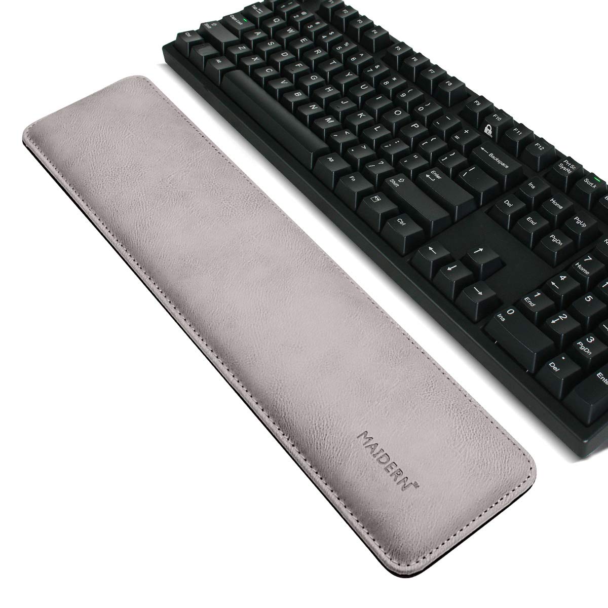 MAIDERN Ergonomic Keyboard Wrist Rest with Memory Foam, 16.5 x 3.7 Inch PU Leather Gaming Keyboard Wrist Guards/Wrist Cushion Support for Computer (Smoke Grey)