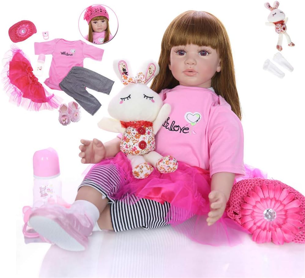 Prezzo Crrs Reborn Dolls 24 Pollici con Capelli Lunghi Realistico Vinile Silicone Bambino Bambole morbide Bambole Fatte a Mano Capelli Lunghi Ragazza Bambole Neonati per Bambini Giocattoli per età 3+ Offerte