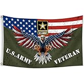 DecrPlus U.S. Army Veteran Flag American Eagle Military Flag 3x5 Ft Double Sided Memorial Day 4th of July Independence Day Flags for House Indoor Outside Yard Patriotic Banner Decor