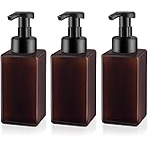 3 Pack Foaming Soap Dispenser Empty Plastic Foam Pump Bottle Refillable Foam Soap Bottle Dispenser for Shampoo Liquid Soap Face Wash (Brown, 450ml/15oz)