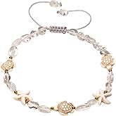 Wizock Boho Turtle Starfish Ankle Bracelets for Women Tumbled Crystals Beaded Anklet Summer Hawaii Beach Adjustable Party Foot Jewelry