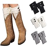 Bestjybt 3 Pairs Womens Short Boots Socks Crochet Knitted Boot Cuffs Leg Warmers Socks