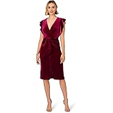 Adrianna Papell Womens Velvet Surplice Midi Dress