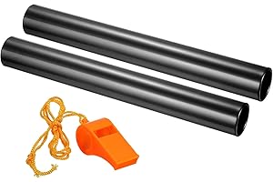 PATIKIL Relay Track Baton,2 Pack Aluminum Tube Field Running Race Stick with Whistle Corrosion Resistant for Outdoor Athletic