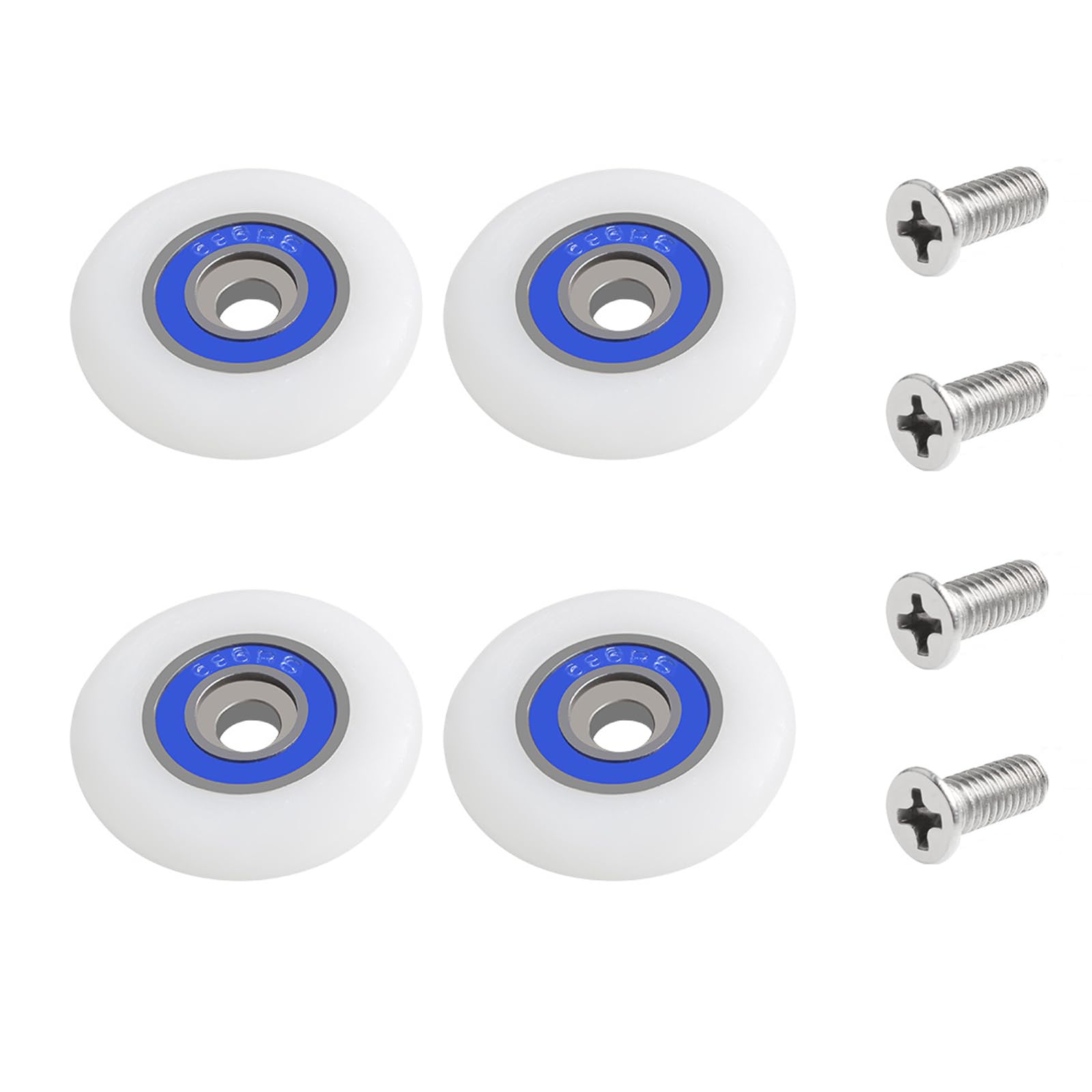 Qikuver Shower Door Roller, 4 Sets Shower Door Rollers Runners 29mm Diameter Bathroom Twin Wheels Pulleys Top and Bottom Replacement Parts (29MM)