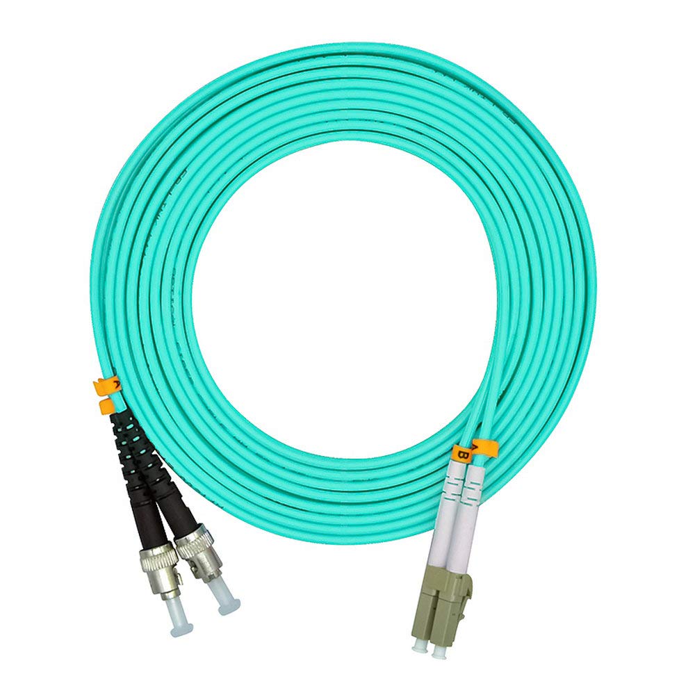 Jeirdus 2Meters 6ft LC to ST Duplex OM3 10G Multimode Fiber Optic Cable Jumper Optical Patch Cord 50/125 LC-ST