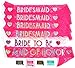 Bride & Bridesmaid 6pc Lace Sash Set - Stunning Party Favors for Bachelorette Party, Bridal Shower & Wedding Party (Pink & Silver)