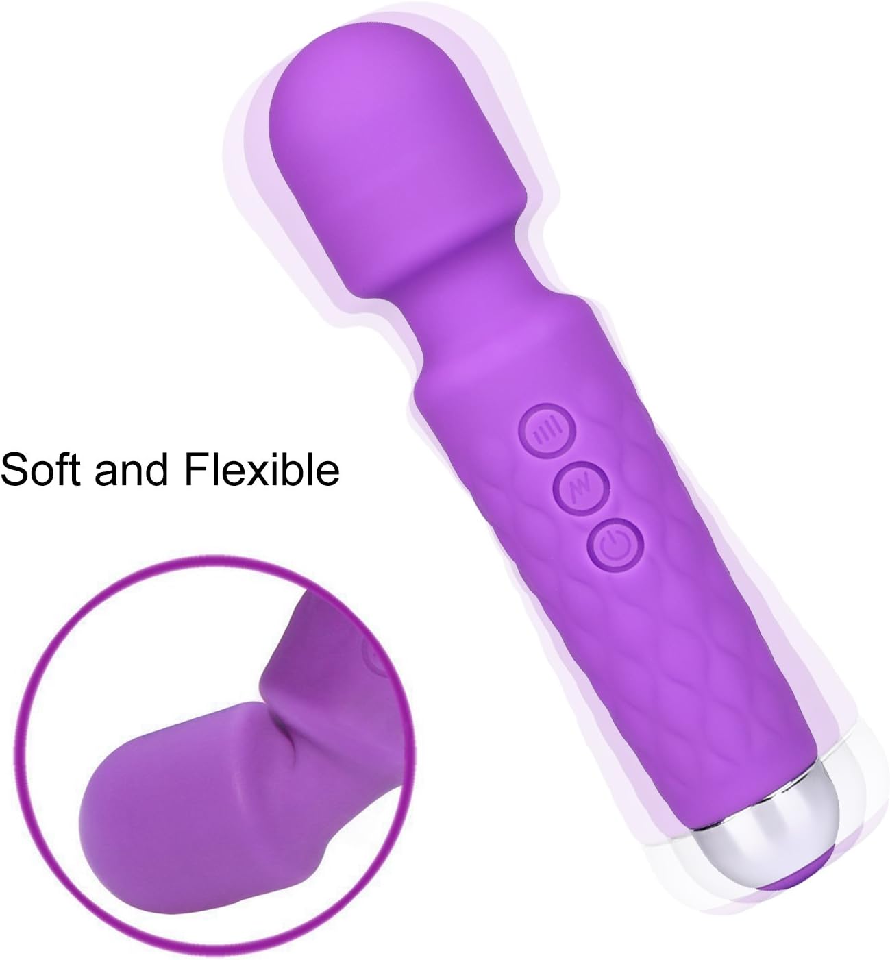 PPW Cordless Wand Mini Massager for Neck and Back,10 X Wireless Rechargeable Waterproof Massager Purple