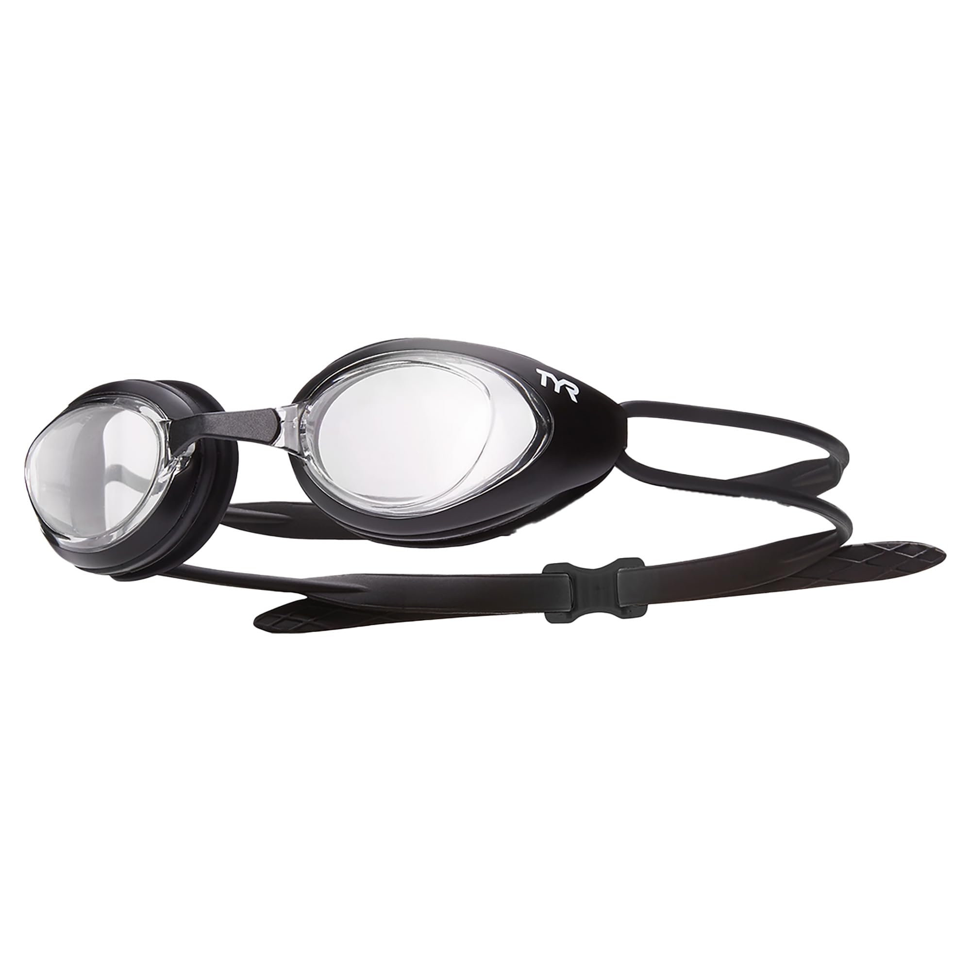 TYR Unisex Adult Blackhawk Racing Low Profile Swimming Goggles - Clear/Matte Black/Black, Medium