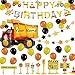 52 Pack Construction Birthday Party Supplies Kit - Construction Happy Birthday Banner, Giant Dump Truck Balloon, Star Garland, Road Sign Model for Cake Decoration | Aster Birthday Decor Set for 1st 2nd 3rd 4-12 year Boys