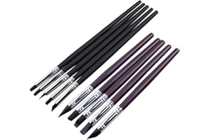 ECOLOG Clay Sculpting Tools - 5pcs Professional Silicone Rubber Tip Paint Pens Brushes, Black Wooden Handle, Durable Metal Casings, Soft Silicone Tips for Shaping Modeling Wipe Out