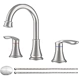 2-Handle 8 inch Widespread Bathroom Sink Faucet Brushed Nickel Lavatory Faucet 3 Hole 360° Swivel Spout Vanity Sink Basin Fau