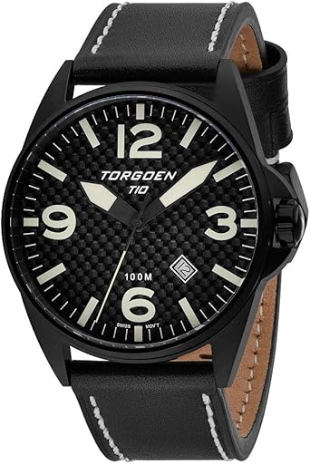 Torgoen T10 - Reloj de Pulsera (Fibra de Carbono, 44 mm), Color Negro