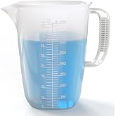 1 Gallon Measuring Pitcher-Convenient Conversion Chart,134oz Extra Large Plastic Measuring Cup-Strong Food Grade Material,Graduated Mixing Pitcher Great for Lawn,Pool Chemicals, Motor Oil and Fluids