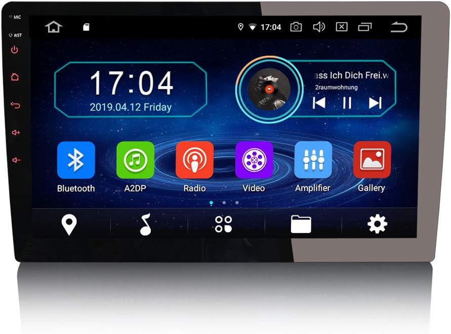 Erisin 10.1 Inch Android 9.0 Single Din Car Stereo HD Digital Touch Capacitive Screen Head Unit with Sat Nav Bluetooth Support WiFi GPS Navigation Car DVR TPMS DAB+ Mirror Link