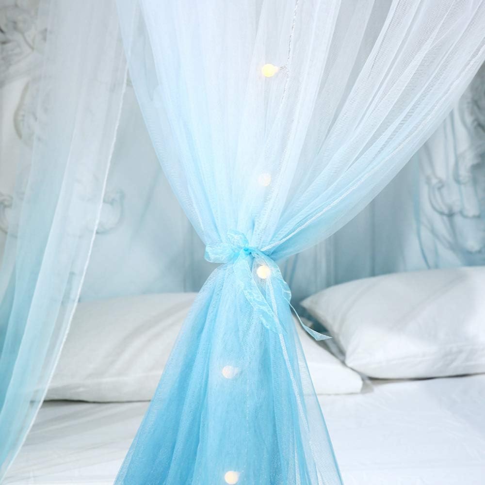 Mengersi Princess Bed Canopy Romantic Round Dome Bed Curtains Mosquito Net for King Queen Full Twin Size Bed(Round Canopy, Blue and White): Home & Kitchen