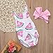 Canis Newborn Baby Girls Ruffle Watermelon Pineapple Lemon Fruit Print Backless Romper with Headband (6-12M, Pink Watermelon)