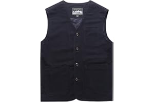 Gihuo Men's Travel Vest Casual Outdoor Multi-Pocket V-Neck Button Cotton Workwear Vest
