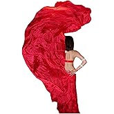 Winged Sirenny Plain Color Belly Dancing Silk Veil 3 Yards, Lightweight Translucent Real Silk Shawl with Hand Rolled Edges