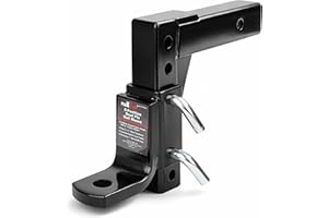PEAKTOW Adjustable 8-Position Trailer Ball Mount Fits 2” Receiver, 9-1/2” Drop and 10” Rise, 5000lbs. GTW Capacity PTT0061