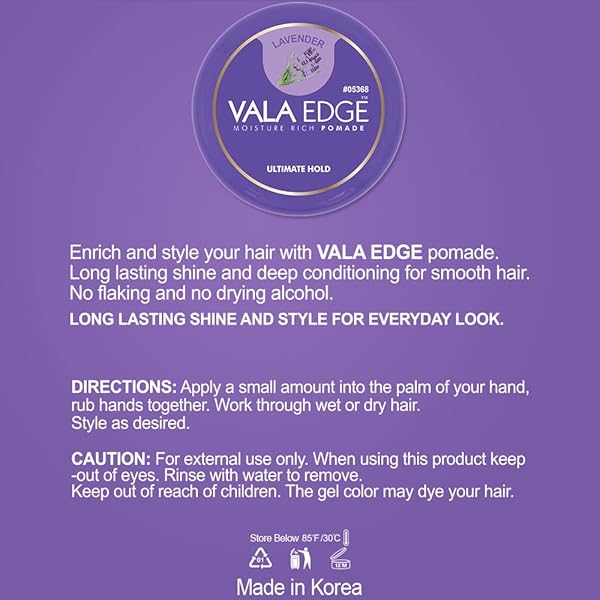 BEAUTY TOWN VALA EDGE CONTROL GEL – ULTIMATE HOLD, HIGH SHINE, BRAIDING POMADE FOR LOCS, BRAIDS, AND EDGES (LAVENDER – 3.38 FL OZ)