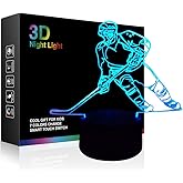 Hockey Player 3D Lamp Night Lights for Kids 7 LED Color Changing Touch Table Desk Lamps Lighting Cool Toys Gifts Birthday Xmas Decoration for Sports Hockey Fan