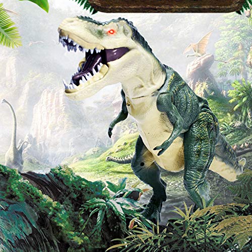 Sikye RC Toy 2.4G Remote Control Electric Dinosaur Toy with Glowing Red Eyes Open Mouth and Real Movement Kids Educational Toy