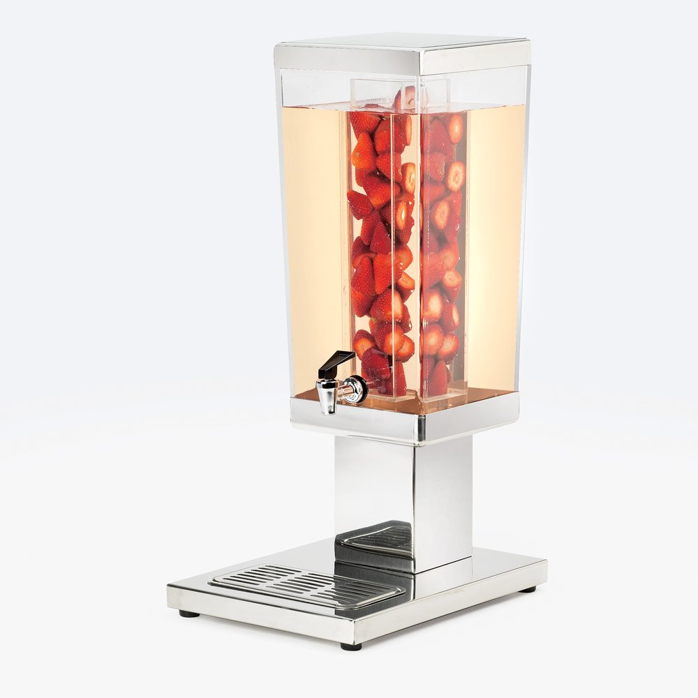 Cal Mil 1282-3AINF Polycarbonate Beverage Dispenser with Infusion Chamber, 26.5" Height, 14" Width, 10.5" Length, Stainless Steel, Acrylic