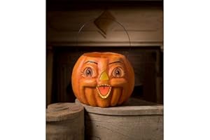 Bethany Lowe Designs - Spunky Pumpkin Bucket Paper Mache - TJ2314
