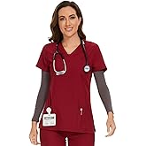 COZYFIT Scrub Tops for Woman - Soft Stretch, V-Neck Top Scrubs with 3 Pockets, Easy Care for Women