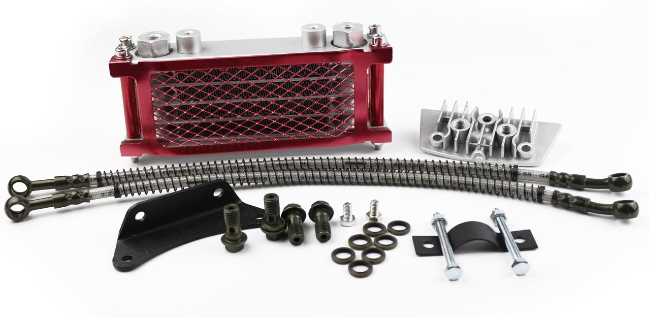 Oil Cooling Cooler Radiator for CRF50 XR50 Pit Dirt Bike ATV Motorcycle 50 70 90 110CC Stomp Demon X WPB Orion M2R (4, Red)