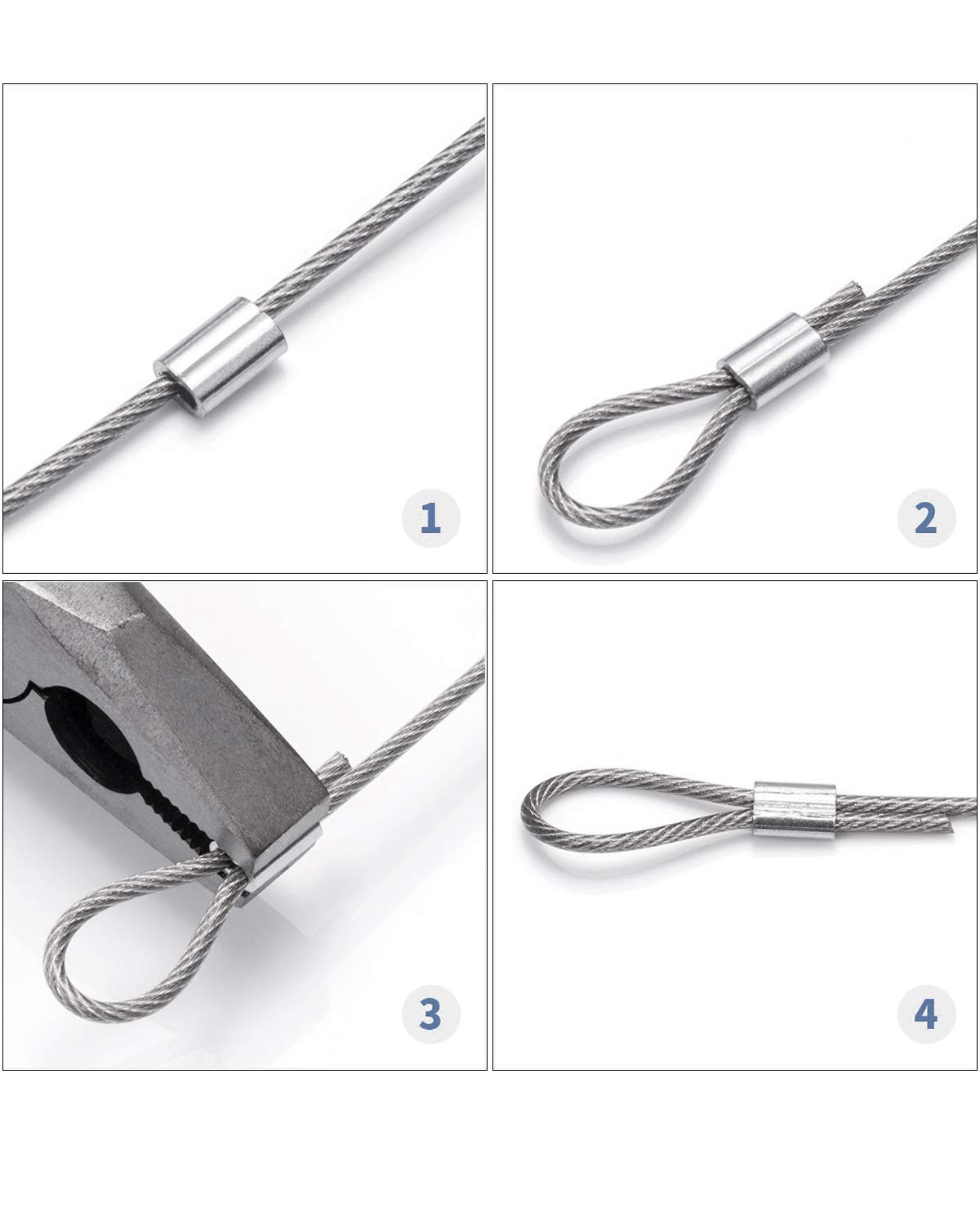 Aluminum Crimping Loop Sleeve 2.0mm 100 Cable Ferrule Oval Compression