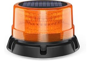 AnTom Solar LED Wireless Strobe Lights, Waterproof Rechargeable Amber Beacon Light with Strong Magnetic Base, Warning Rotating Flashing for Working Vehicle