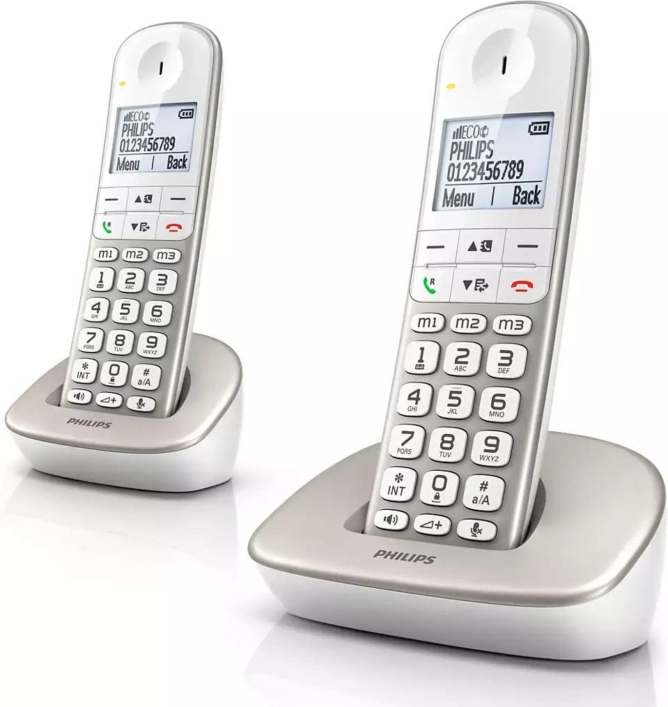Philips Dect Xl4902S/34 - Duo Téléphone Sans Fil Dect - 16 Heures - Téléphone Senior avec 2 Combinés - Blanc
