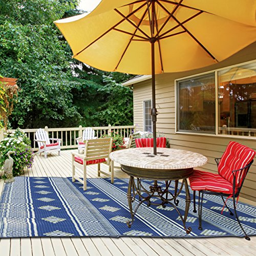 IndigoMer Outdoor Blanket – Waterproof Picnic Blanket Mat, Oversized Large Summer Sand Proof Beach Blankets - (6.5ft x 4.7ft)