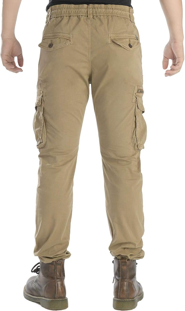 Men Tapered Cargo Pants Slim Fit Chino Joggers Work Trousers with Pockets at  Men’s Clothing store