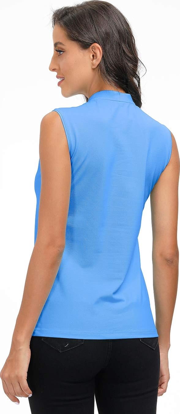 AIRIKE Golf Polo Shirts for Women Slim Fit Woman Sleeveless Sports Shirts Quick Dry Athletic Tank Tops for Tennis Work: Clothing