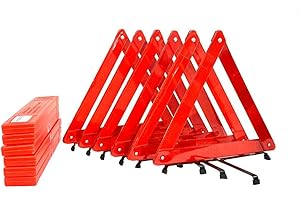 BRUFER QUALITY PRODUCTS BRUFER 6-Pack Emergency Roadside Safety Triangle with Reinforced Cross Base and Carrying Case