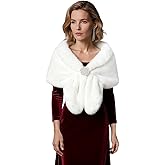 Mukum Faux Fur Shawl Wraps for Women Sleeveless Winter Fur Wrap Neck Warmer 1920s Faux Fur Stole for Bridal Wedding Party