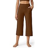 G4Free Capri Pants for Women Wide Leg Yoga Dress Cropped Pants Capri Leggings with Pockets for Casual Summer