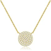 LAVISHE 925 Sterling Silver Cubic Zirconia Pave Disc Round Pendant Necklace 18 inch
