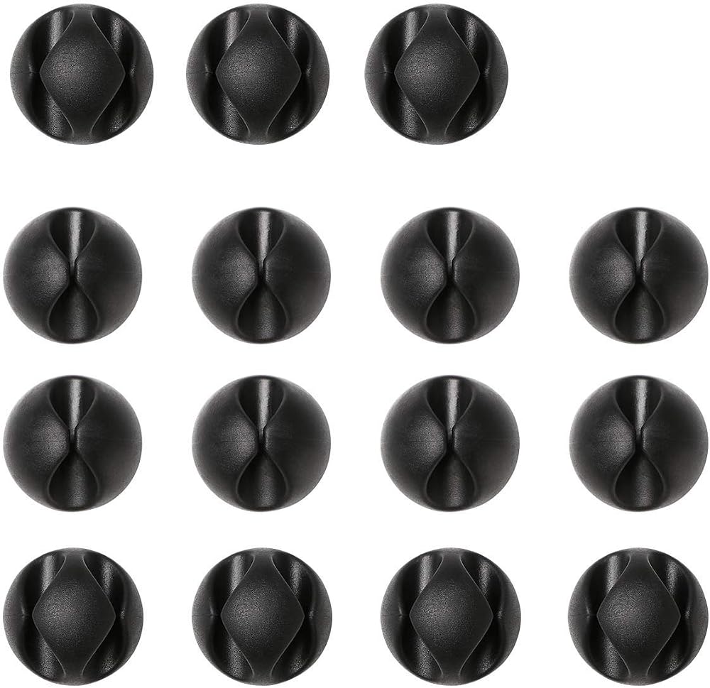 URAQT Cable Clips Holders 15pcs Cable Management Desktop Cord Holder Black