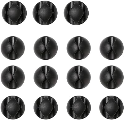 URAQT Cable Clips Holders 15pcs Cable Management Desktop Cord Holder Black